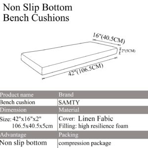 Bench Cushion for Indoor Shoe Storage Non Slip Window Seat Pad Kitchen Dining Settee Cushions 42x16 inch, Light Grey