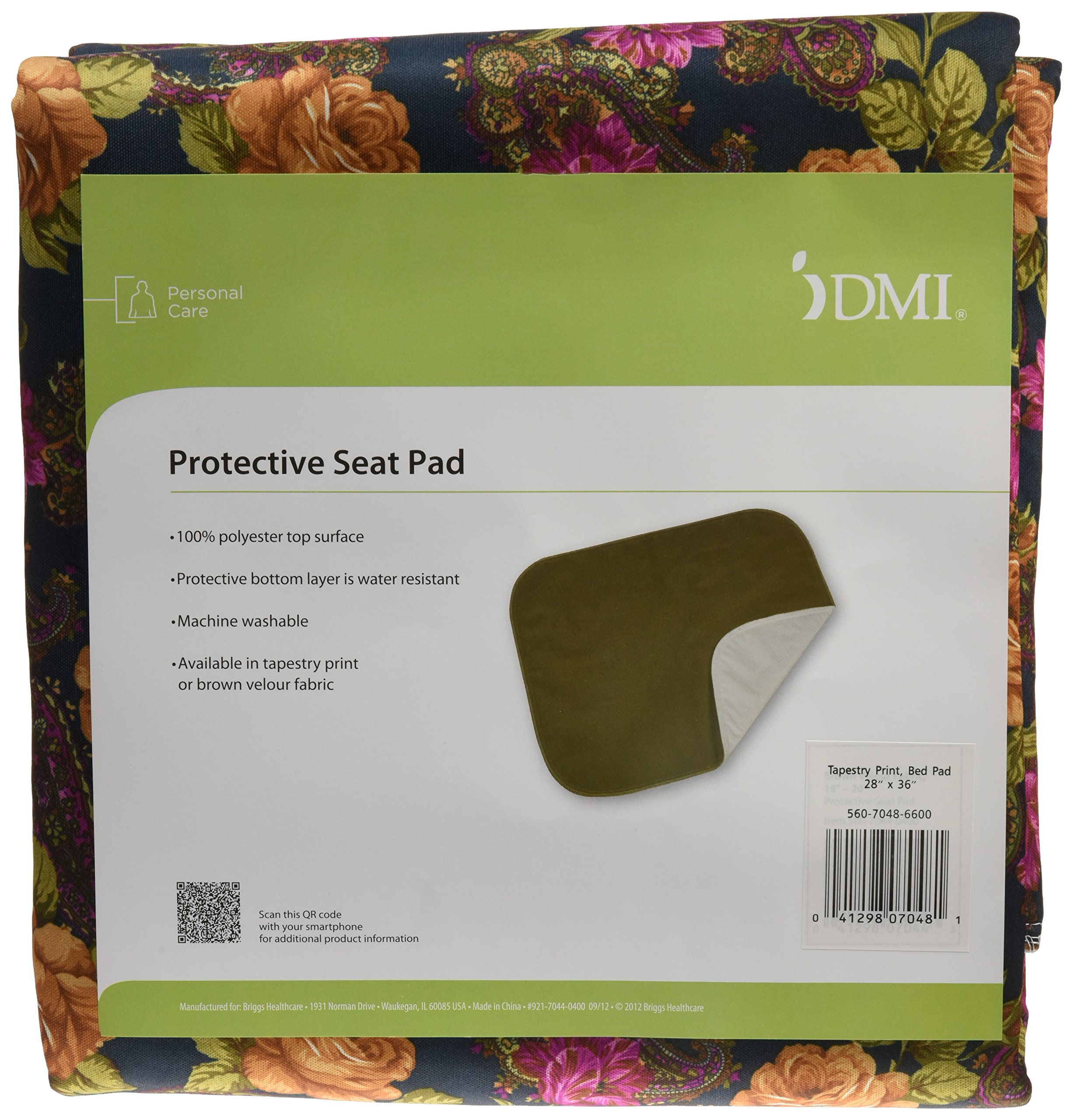 DMI Absorbent Washable Water Resistant Seat Protector Chair and Furniture Protector Pad, Tapestry