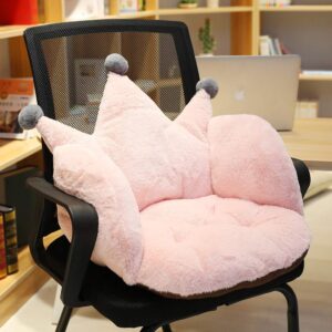chic crown design seat cushion cozy plush chair cushion home decor thick padded warm chair pad lumbar support backrest pillow for office chair, wheelchair