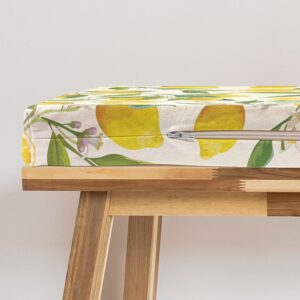 Ambesonne Nature Bench Cushion, Exotic Lemon Tree Branches Yummy Delicious Kitchen Gardening Design, Standard Size Foam Pad with Decorative Fabric Cover, 45" x 15" x 2", Fern Green Yellow White