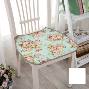 Peacewish Thin Chair Cushion Countryside Floral Chair Seat Pads Cotton Dining Chair Cushions with Ties, Non Slip, Washable (Flower 5, Set of 4)