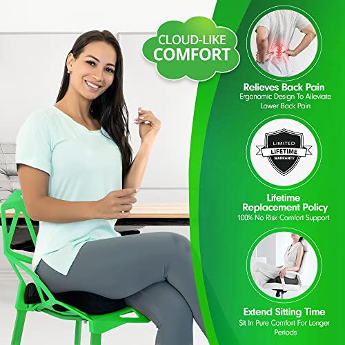 Office Chair Seat Cushion Pillow for Back, Sciatica Chair Cushion, Coccyx Cushion, Chair Support Cushion & Tailbone Pain Relief Pad