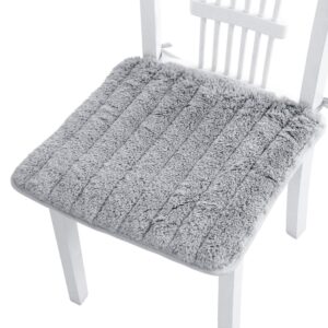 fluffy square chair pad seat cushion for dining chairs with ties soft faux fur floor pillow area rugs home decor no slip patio kitchen office dorm sofa chair cover pad comfort plush car seat cushion