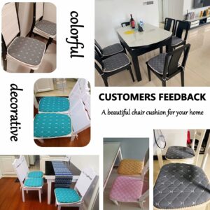 YSCO Chair Cushions for Dining Chairs 4 Pack, Kitchen Chair Pads Non Slip, Seat Cushion for Dining Room with Ties, U Shape Kitchen Seat Pads Plaid Pattern, 18x18 Dining Chair Cushions Set Beige