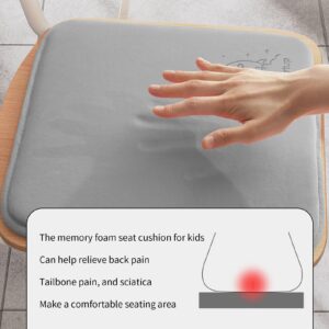 JeogYong Chair Cushion Memory Foam Pads Non Slip Back Ultra Soft Floor Cushions for Classroom 14 x 13 inch Comfy Flexible Seating Square Seat Cushion for Kids Chair, School Chair, 2 Pack (Grey)