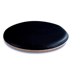 zibene faux leather kitchen chair pads, round chair cushions 16 inch, seat cushions for dining room chairs thick memory foam, waterproof seat pads for chairs dining outdoor indoor black