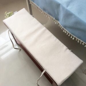cotton and linen bench cushion,solid color rectangular long seat cushions thick not-slip with ties for restaurant tatami bay window pad-beige 150x40cm(59x16inch)