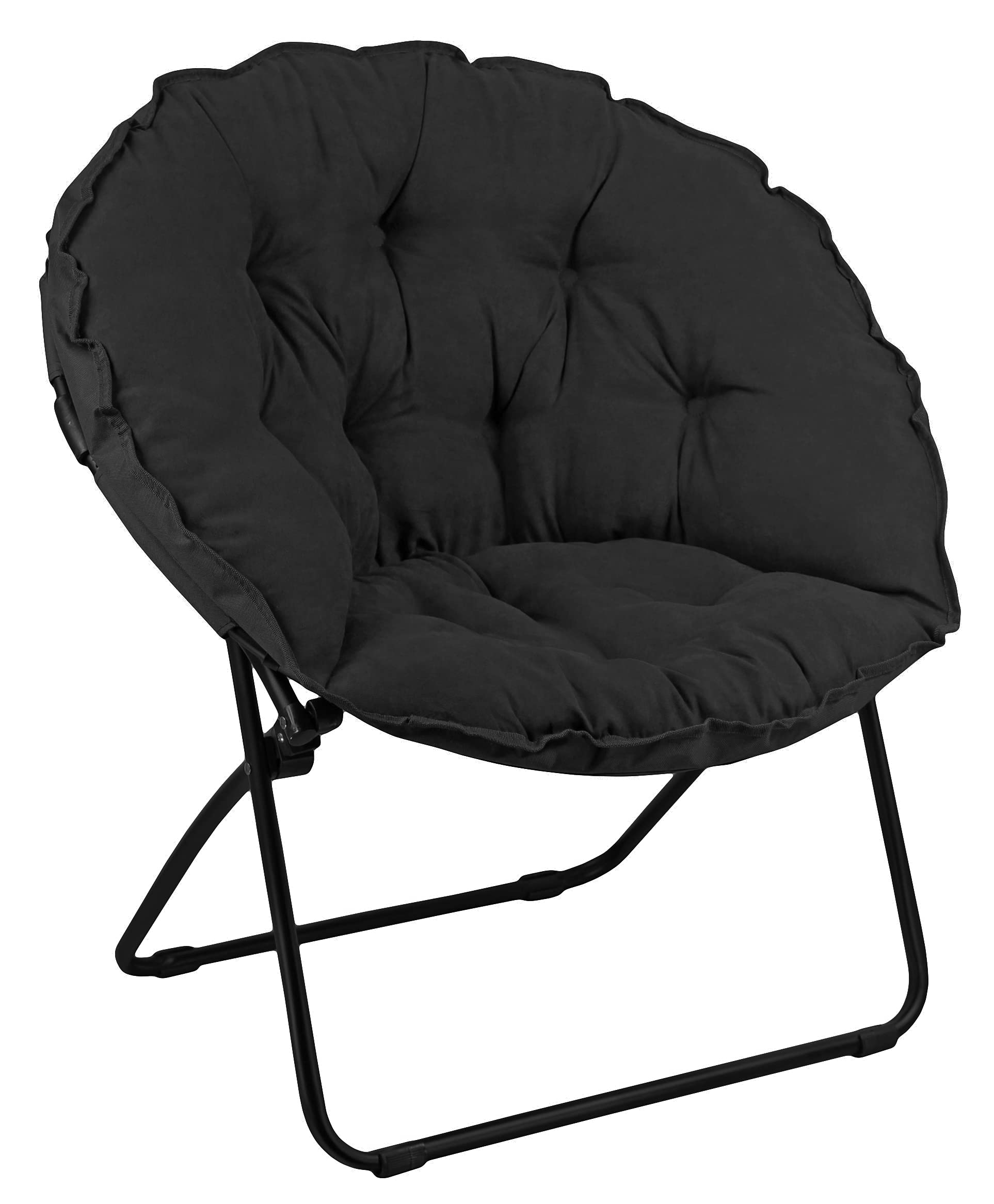 Zenithen Round Black Foldable Padded Dish/Saucer Chair for Dorm, Living Room, or Bedroom, 32" (Pack of 1)