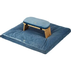 florensi zabuton meditation mat & meditation bench bundle - premium velvet floor pillow with bamboo foldable meditation stool, floor cushion and prayer kneeler, best support for sitting & kneeling