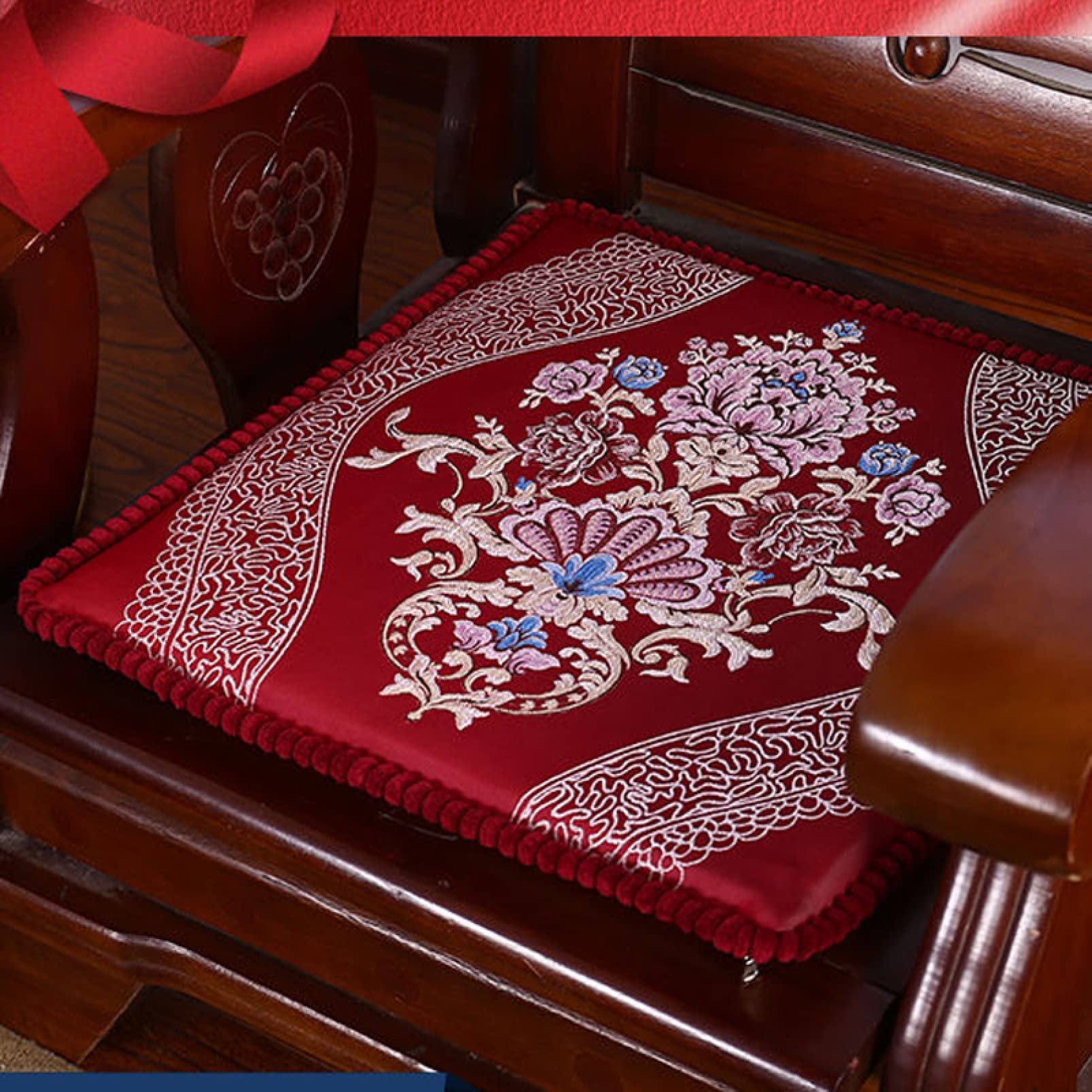 GEORPE Seat Cushions Square Chinese Style Mahogany Sofa Cushion Removable Non-Slip Single Home Chair Pad Soft