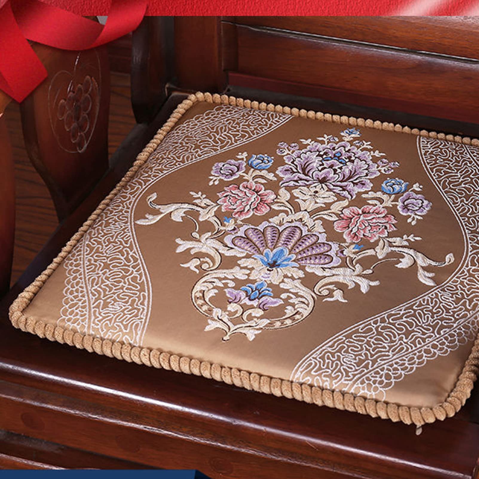 GEORPE Seat Cushions Square Chinese Style Mahogany Sofa Cushion Removable Non-Slip Single Home Chair Pad Soft