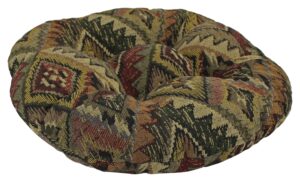 blazing needles round patterned tapestry tufted footstool cushion, 18", spin city
