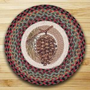 earth rugs br &nameinternal ch-081 pinecone printed 15.5" round chair pad with matching ties