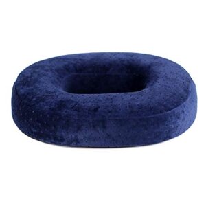 orthopedic ring cushion made from memory foam, donut cushion for relief of haemorrhoids (piles) and coccyx pain, suitable for wheelchair, car seat, home or office, blue (navy)