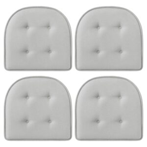 cozyide u-shaped chair cushions for dining chairs 4 pack, memory foam chair pads with tufted design and non-slip backing, 17" x 16", light grey
