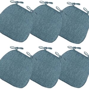 U-Shaped Dining Chair Cushions Thick Chair Pads with Ties Non Skid Back ,1/2/4/6 Pack Soft and Comfortable Seat Cushion for Kitchen Dining Chair ( Color : Grey-Blue , Size : 43*41cm(Set of 6) )