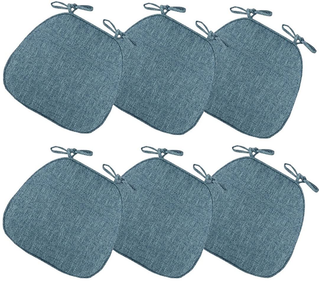 U-Shaped Dining Chair Cushions Thick Chair Pads with Ties Non Skid Back ,1/2/4/6 Pack Soft and Comfortable Seat Cushion for Kitchen Dining Chair ( Color : Grey-Blue , Size : 43*41cm(Set of 6) )