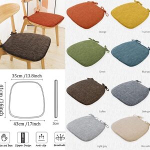 U-Shaped Dining Chair Cushions Thick Chair Pads with Ties Non Skid Back ,1/2/4/6 Pack Soft and Comfortable Seat Cushion for Kitchen Dining Chair ( Color : Grey-Blue , Size : 43*41cm(Set of 6) )