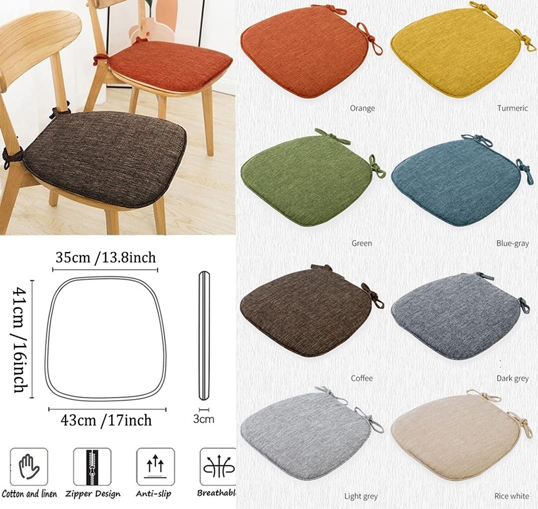 U-Shaped Dining Chair Cushions Thick Chair Pads with Ties Non Skid Back ,1/2/4/6 Pack Soft and Comfortable Seat Cushion for Kitchen Dining Chair ( Color : Grey-Blue , Size : 43*41cm(Set of 6) )