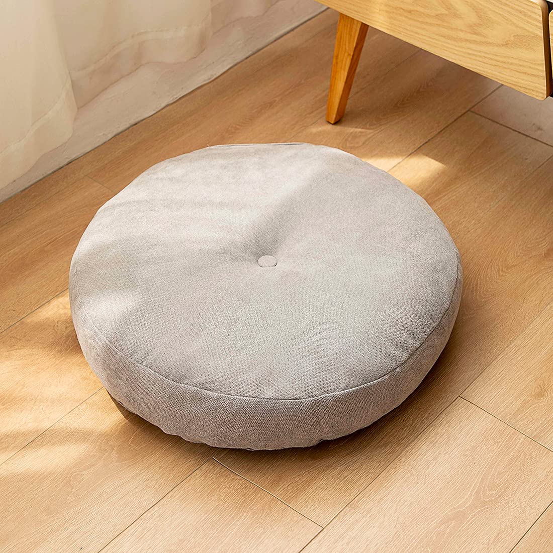 vctops Round Solid Floor Pillow Soft Thick Seat Cushion Cozy Seat Pad Pads for Bedroom Living Room Office Chair Sofa (Light Grey, Diameter 17")