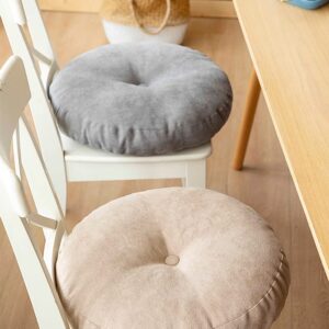 vctops Round Solid Floor Pillow Soft Thick Seat Cushion Cozy Seat Pad Pads for Bedroom Living Room Office Chair Sofa (Light Grey, Diameter 17")