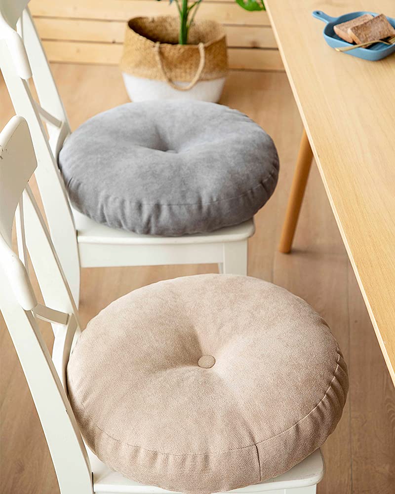 vctops Round Solid Floor Pillow Soft Thick Seat Cushion Cozy Seat Pad Pads for Bedroom Living Room Office Chair Sofa (Light Grey, Diameter 17")