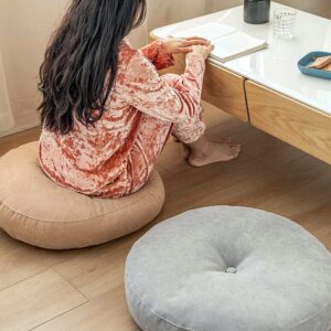 vctops Round Solid Floor Pillow Soft Thick Seat Cushion Cozy Seat Pad Pads for Bedroom Living Room Office Chair Sofa (Light Grey, Diameter 17")