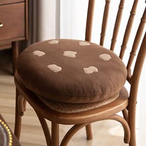vctops cute plush round chair pad soft comfy indoor dining chairs cushion tatami floor pillow (brown,diameter 18")