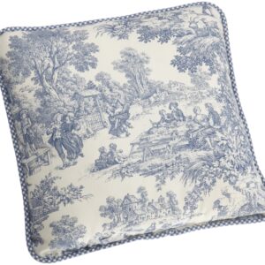 Ellis Curtain Victoria Park Toile Logan Gingham Check Reversible Toss Pillow, Blue