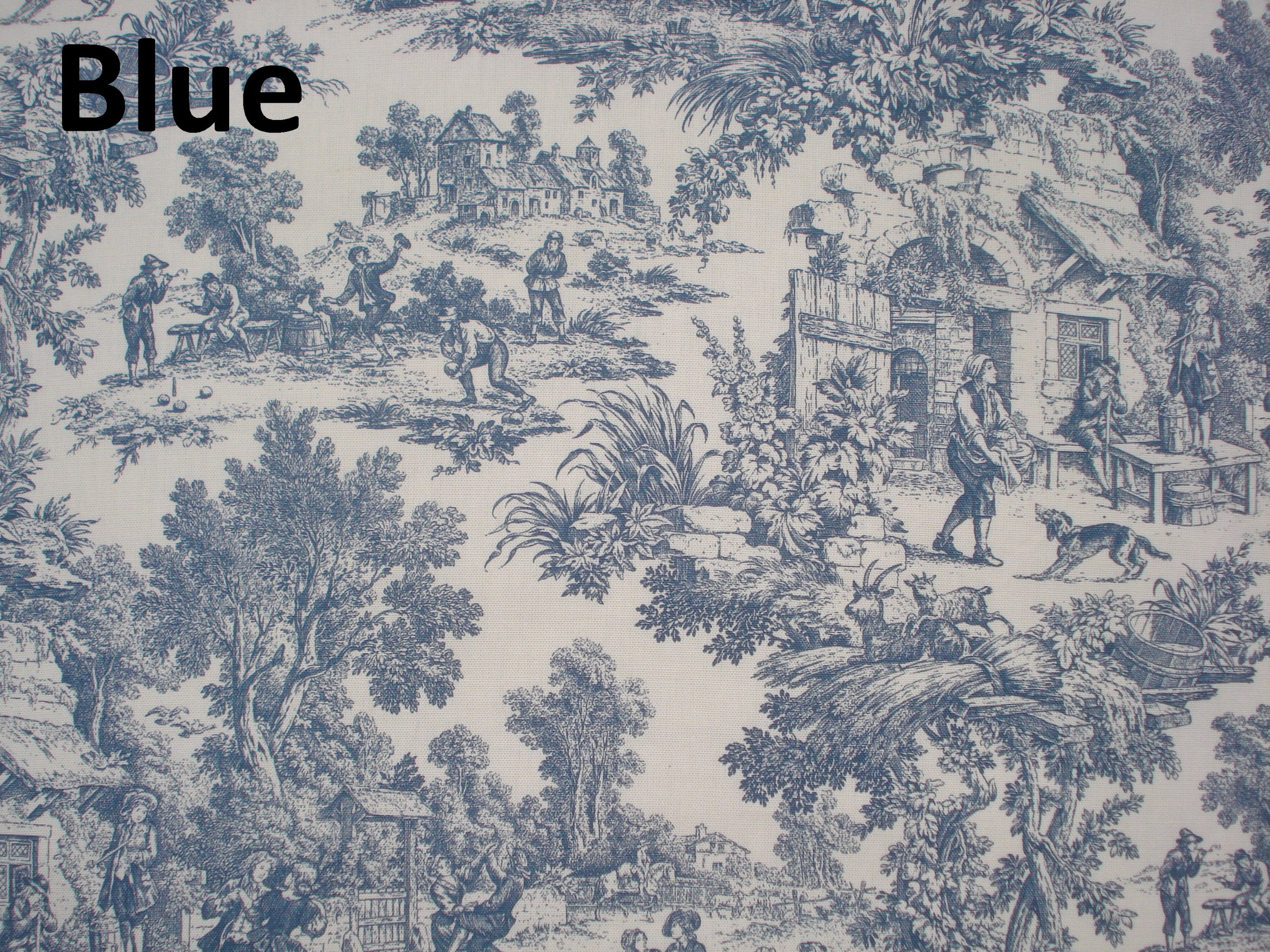 Ellis Curtain Victoria Park Toile Logan Gingham Check Reversible Toss Pillow, Blue