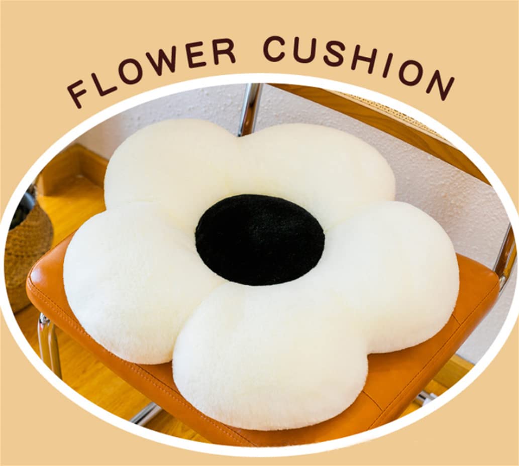 ELONEL Flower Pillow Cushion Cushion Sofa Cushion Living Room Window Decoration Tatami Bedroom futon Cushion Chair Cushion (35cm/13.7inch, White)