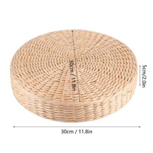 Straw Flat Seat Cushion, Cattail Knitted Cushion Breathable Handmade Straw Mat Round Pouf Tatami Cushion Thicken Floor Cushion Chair Seat Mat for Zen, Yoga, Tea Ceremony, Floor Window, Tatami