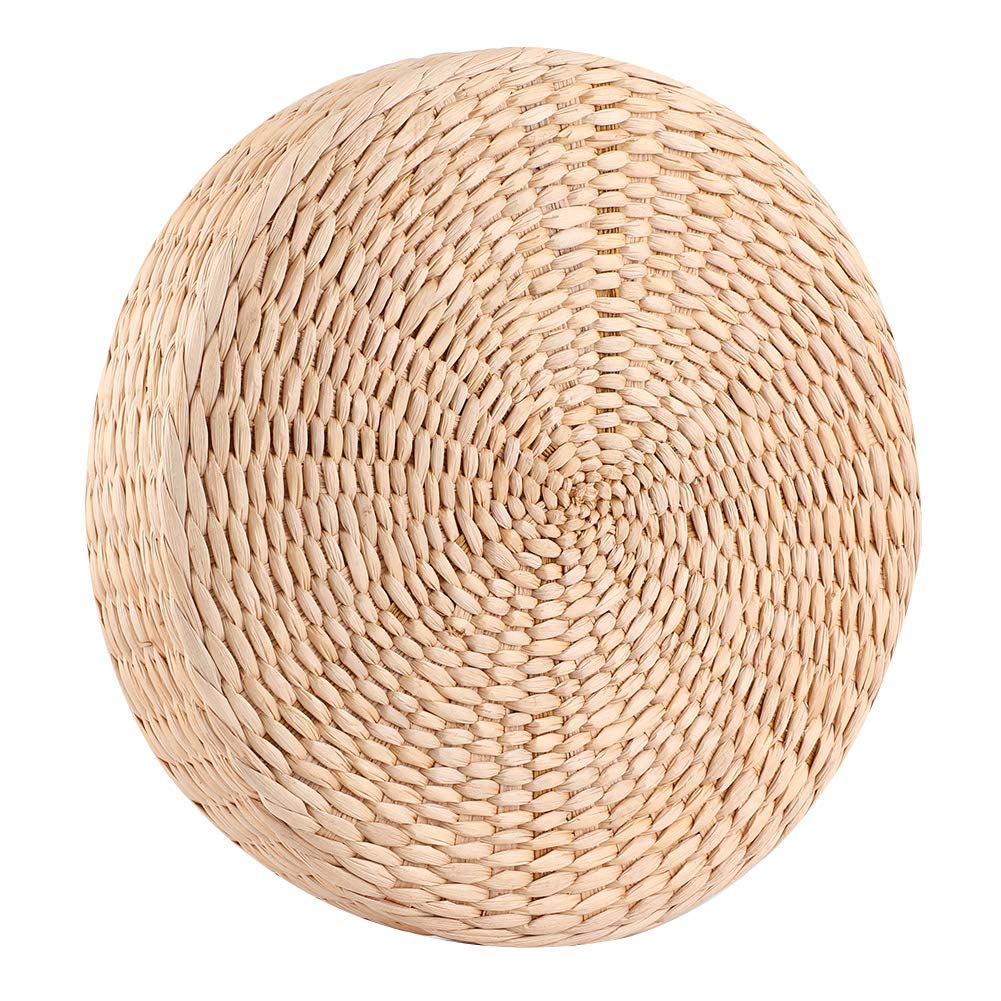 Straw Flat Seat Cushion, Cattail Knitted Cushion Breathable Handmade Straw Mat Round Pouf Tatami Cushion Thicken Floor Cushion Chair Seat Mat for Zen, Yoga, Tea Ceremony, Floor Window, Tatami