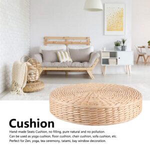 Straw Flat Seat Cushion, Cattail Knitted Cushion Breathable Handmade Straw Mat Round Pouf Tatami Cushion Thicken Floor Cushion Chair Seat Mat for Zen, Yoga, Tea Ceremony, Floor Window, Tatami