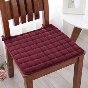 vctops plush plaid chair cushions for dining chairs 4 pack square chair pads with ties non slip soft seat cushions for kitchen dining office chair(winereda,18"x18")