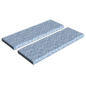 ambesonne fish scale bench cushion set of 2, traditional wave design hand drawn style watercolor illustration, standard size foam pad and decorative cover, 45" x 15" x 2", navy blue and white