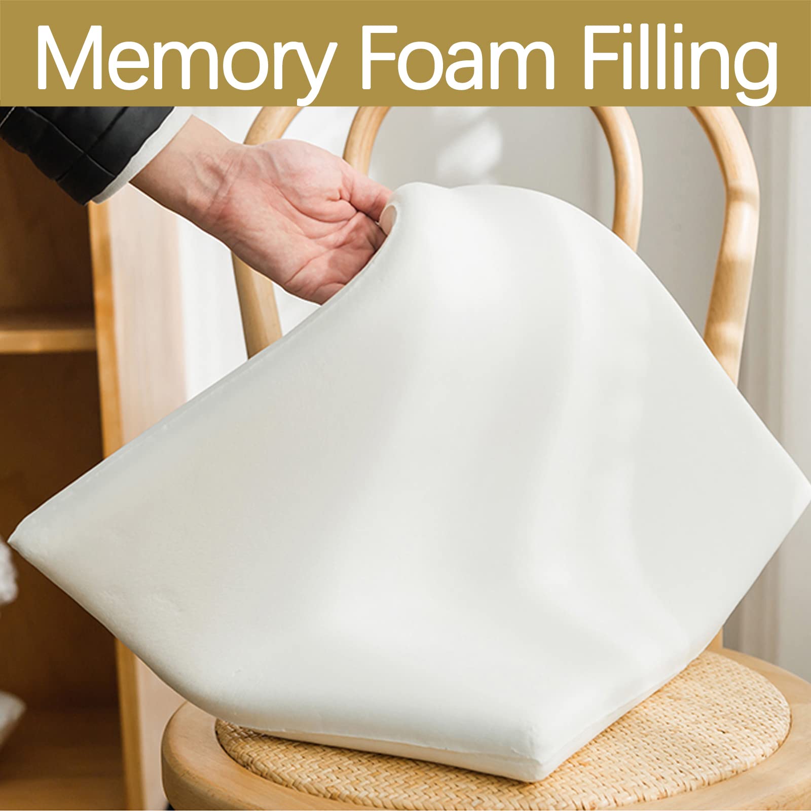 Memory Foam Seat Cushion, Ultra Soft Comfortable Square Chair Cushion Non Slip Breathable Removable Chair Pad Floor Cushion Great for Office Chairs Living Room Bedroom-A-45x45x4cm(18x18x2in)