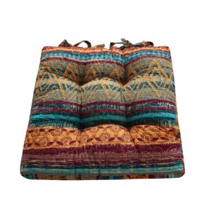 misc southwest triple layered chair pad - 18 inches x gold geometric southwestern cotton microfiber polyester ties