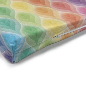 Ambesonne Colorful Bench Cushion, Rainbow Design Ikat Inspired Motifs Leaf Models Digital Design Floral Pattern, Standard Size Foam Pad with Decorative Fabric Cover, 45" x 15" x 2", Multicolor