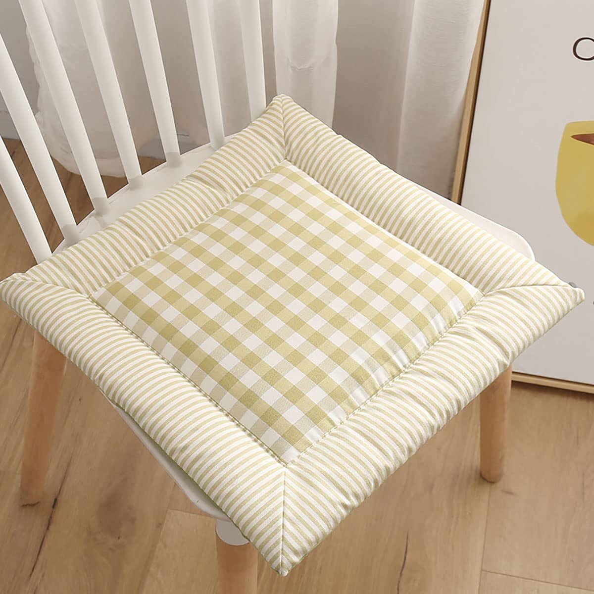 GEXUANCHEN Home Office Cotton Linen Cushion Dining Chair Cushion car Cushion, Non-Slip Fixed Square Cushion, Soft and Comfortable (15.7 * 15.7, Yellow)