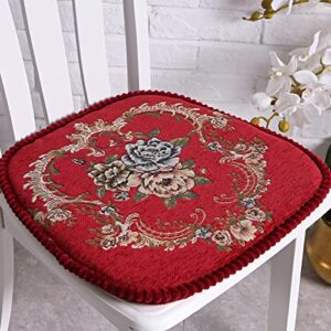 happiness decoration chair cushion covers with ties for dining chair pads set of 4 linen thick non slip u shaped seat cushions for kitchen living room office chair decor washable 17"x 16" (red a, 4)