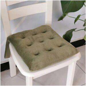 bghn home indoor chair pads warm velvet cushions kitchen office seat cushions pillows with ties,square meditation pillow floor seat cushion,sage,16"*16"