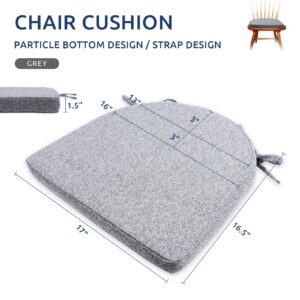 DZ Aimier Chair Cushions for Dining Chairs Memory Foam Non Slip Seat Cushions for Kitchen Chairs with Ties, Machine Washable Cover Chair Pads (Grey, 4)