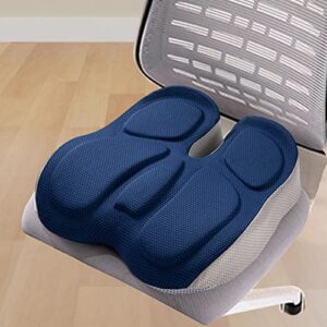 Memory Foam Seat Cushion,Non Slip,Comfort Breathable Chair Pad for Office Chair,Computer Desk Chair,Travel (Navy)