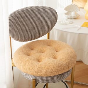 gzhome round chair pad,soft fluffy seat cushion plush thicken seat pad,comfort lambswool chair cushion floor pillow for kitchen home office dining chair (40x40cm(16x16inch), yellow)