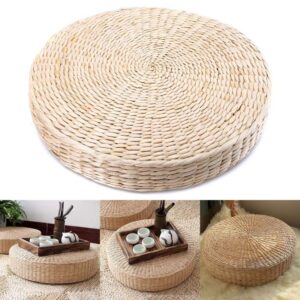 ztgd seat cushion, rattan anti-skidding handmade round straw weave pillow breathable floor yoga zen chair seat mat cushion pad