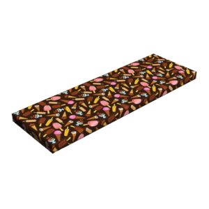 lunarable ice cream bench pad, yummy summer desserts fruity toppings chocolate flavor sundae ice lolly cartoon, standard size hr foam cushion with decorative fabric cover, 45" x 15" x 2", multicolor
