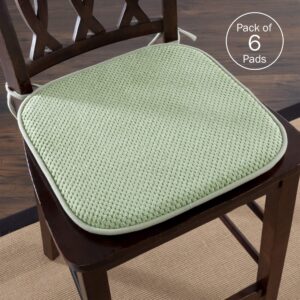 Lavish Home Memory Foam Chair Cushion, Square, Green 6 Count