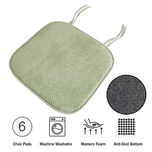 Lavish Home Memory Foam Chair Cushion, Square, Green 6 Count