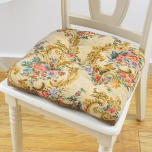 chair cushions for dining chairs 6 pack - thickening european style kitchen chair cushions set of 6 with ties, flower u-shaped tufted chair cushions for kitchen sofa office room decor